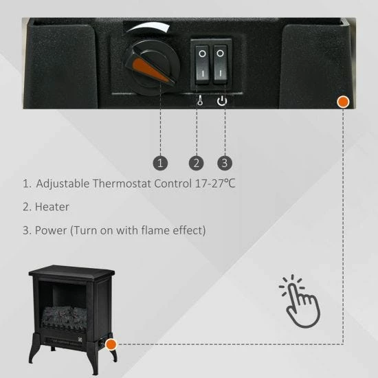 HOMCOM Electric Fireplace Stove With Flame Effect 7 HOMCOM Electric Fireplace Stove With Flame Effect - Image 5