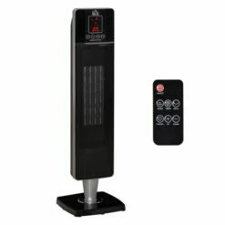 HOMCOM Ceramic Tower Heater With Remote Control And Oscillation In Black