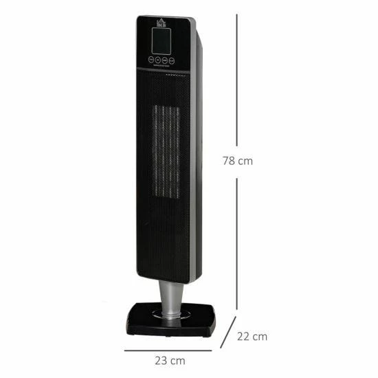HOMCOM Ceramic Tower Heater With Remote Control And Oscillation In Black 5 HOMCOM Ceramic Tower Heater With Remote Control And Oscillation In Black - Image 3