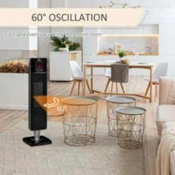 HOMCOM Ceramic Tower Heater With Remote Control And Oscillation In Black 14 HOMCOM Ceramic Tower Heater With Remote Control And Oscillation In Black -office furniture shop 1223090304 4