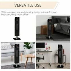 HOMCOM Ceramic Tower Heater With Remote Control And Oscillation In Black 17 HOMCOM Ceramic Tower Heater With Remote Control And Oscillation In Black -office furniture shop 1223090304 7