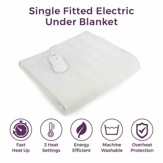 Carmen Single Fitted Electric Under Blanket 193cm X 91cm 3 Carmen Single Fitted Electric Under Blanket 193cm X 91cm