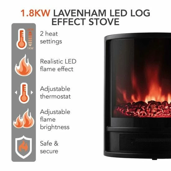 Warmlite Lavenham 1.8KW Electric Log Effect Fire Stove 5 Warmlite Lavenham 1.8KW Electric Log Effect Fire Stove - Image 3