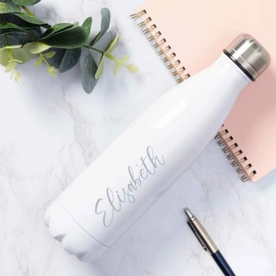 Ryman Personalised White Water Bottle With Grey Signature Style Font 3 Ryman Personalised White Water Bottle With Grey Signature Style Font