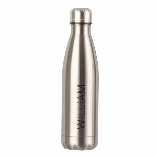 Ryman Personalised Stainless Steel Water Bottle With Black Modern Style Font 3 Ryman Personalised Stainless Steel Water Bottle With Black Modern Style Font