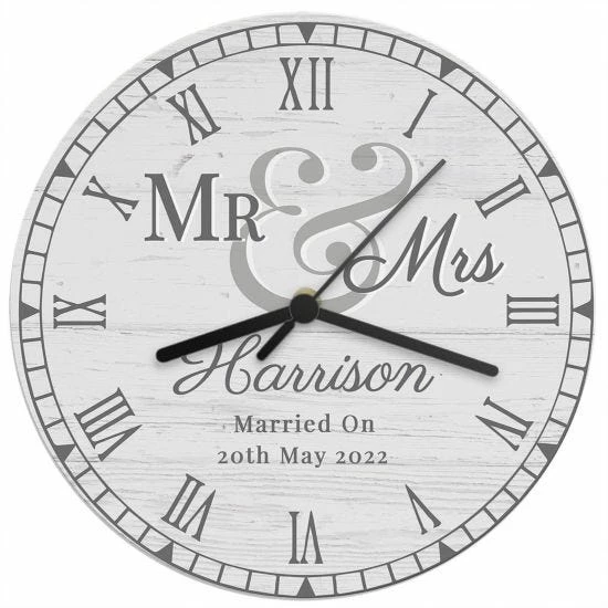 Personalised Mr And Mrs Wooden Clock 5 Personalised Mr And Mrs Wooden Clock - Image 3