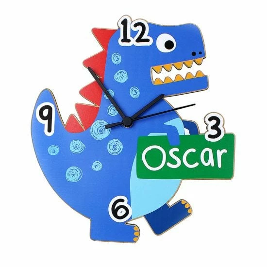 Personalised Dinosaur Shape Wooden Clock 4 Personalised Dinosaur Shape Wooden Clock - Image 2