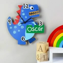 Personalised Dinosaur Shape Wooden Clock 8 Personalised Dinosaur Shape Wooden Clock -office furniture shop 2700040164 3