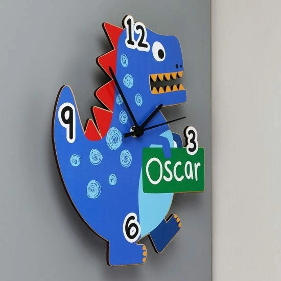 Personalised Dinosaur Shape Wooden Clock 6 Personalised Dinosaur Shape Wooden Clock - Image 4