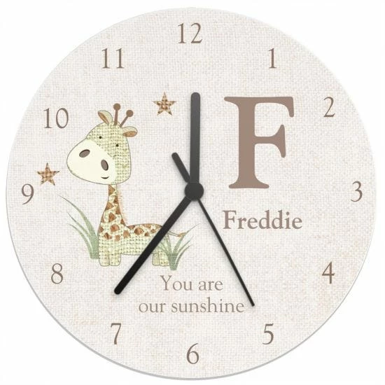 Personalised Hessian Giraffe Shabby Chic Large Wooden Clock 4 Personalised Hessian Giraffe Shabby Chic Large Wooden Clock - Image 2