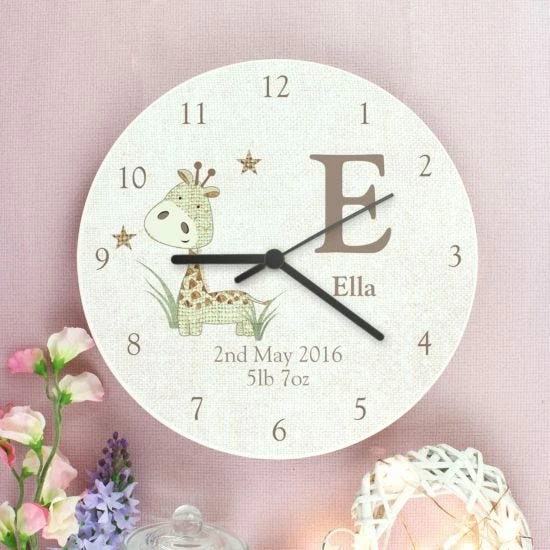 Personalised Hessian Giraffe Shabby Chic Large Wooden Clock 5 Personalised Hessian Giraffe Shabby Chic Large Wooden Clock - Image 3