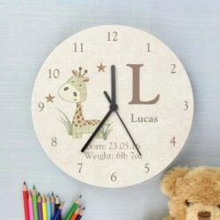 Personalised Hessian Giraffe Shabby Chic Large Wooden Clock 9 Personalised Hessian Giraffe Shabby Chic Large Wooden Clock -office furniture shop 2700040167 4